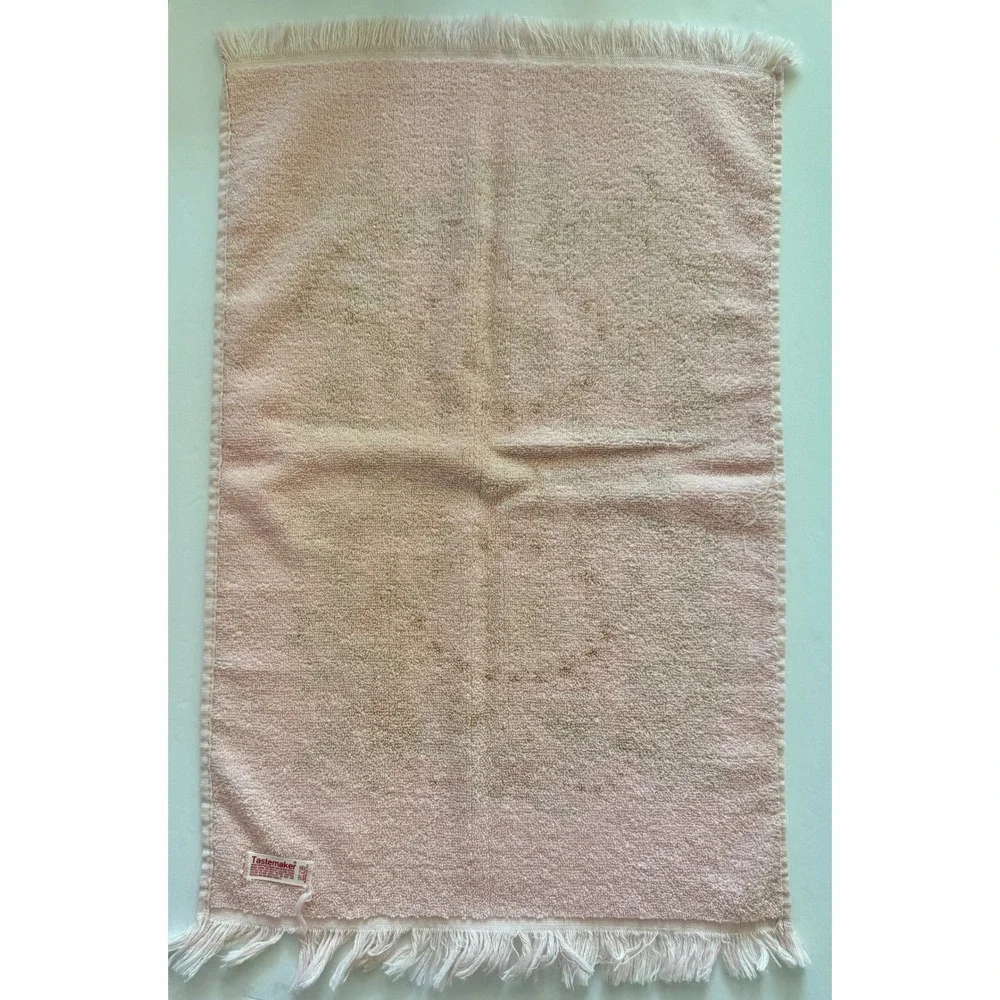 Vintage TASTEMAKER Floral Hand Towels Pink Roses Purple Green Fringe Set of 4